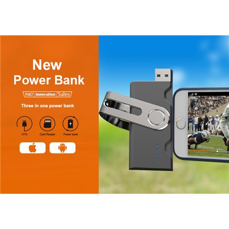 Power Bank 2600 mah carica batteria esterno portatile per Smartphone Tablet  Nero