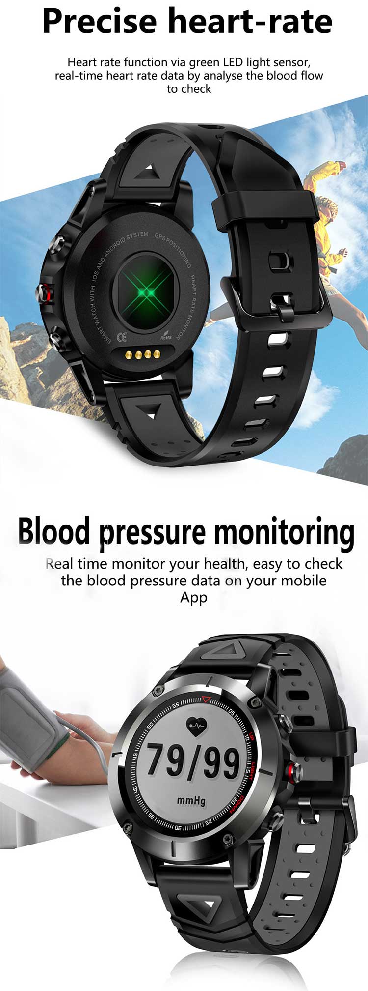 Smartwatch with gps deals and heart rate monitor