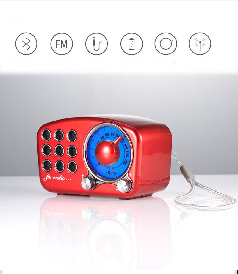 R919-B Mini altavoz Bluetooth de diseño retro y radio FM R919-B