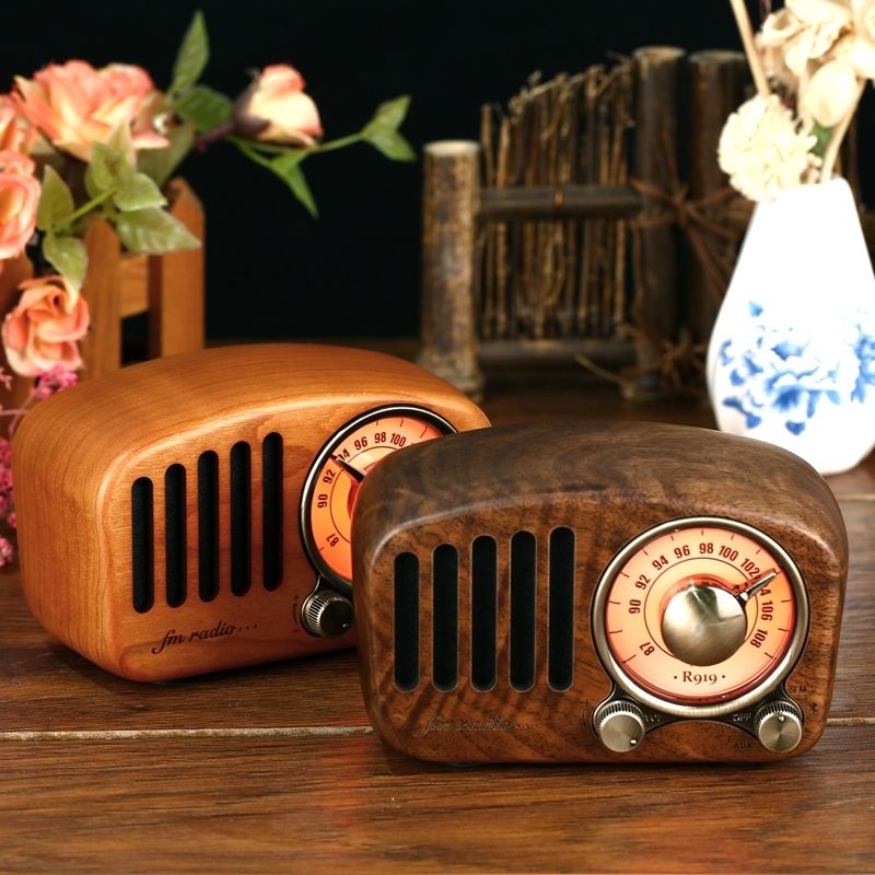 R918-A/C Mini altavoz Bluetooth de diseño retro y radio FM R918-A/C