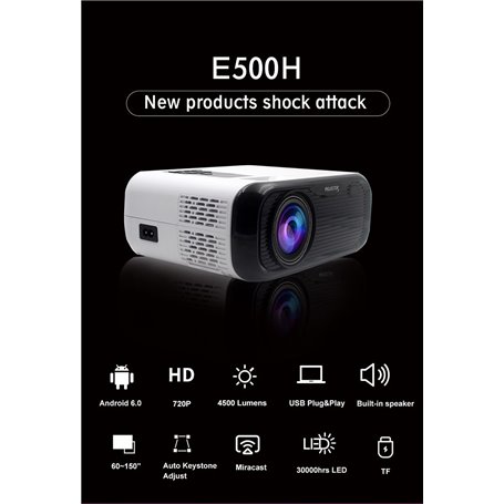 Mini Vidéoprojecteur LED HD 4500 Lumens LCD 2000: 1