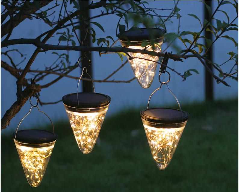 Hf-045 Led Hanging Solar Lantern With Conical Design