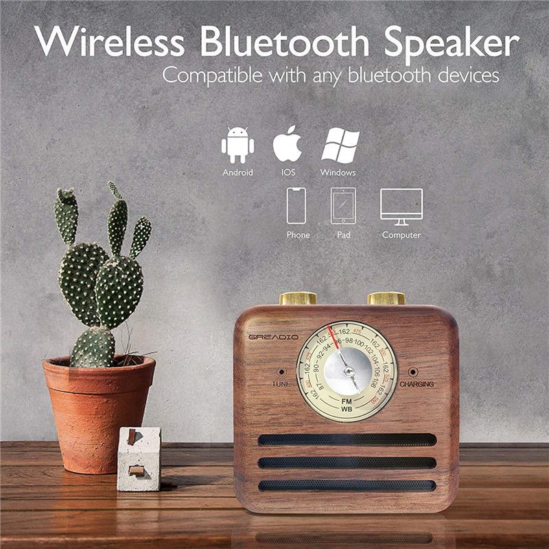 R918-A/C Mini altavoz Bluetooth de diseño retro y radio FM R918-A/C